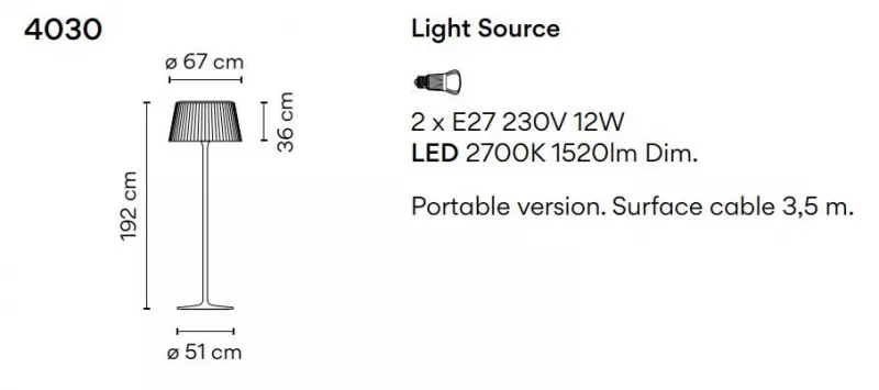 Торшер - Торшер Plis Outdoor 4030 - Vibia