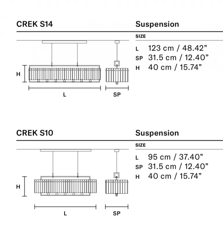 Подвесной светильник - Подвесной светильник Crek Linear S14 - Masiero