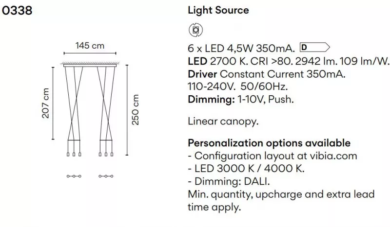 Подвесной светильник - Подвесной Светильник Wireflow Linealх 0338 - Vibia