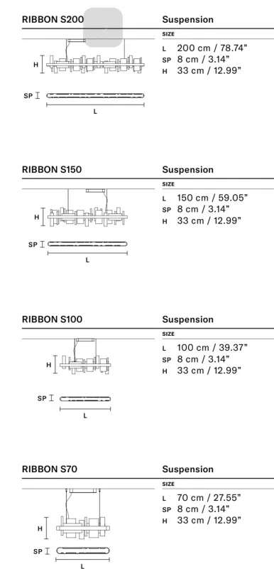 Подвесной светильник - Подвесной светильник Ribbon S200 - Masiero